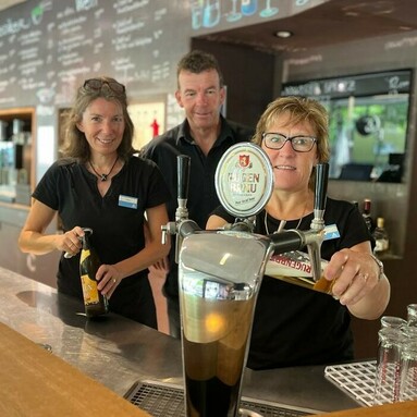 Mrs. Zürcher and her team at Interlaken Youth Hostel